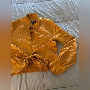 Fifteen Twenty Gold Mandarin Collar Long Sleeve Blouse